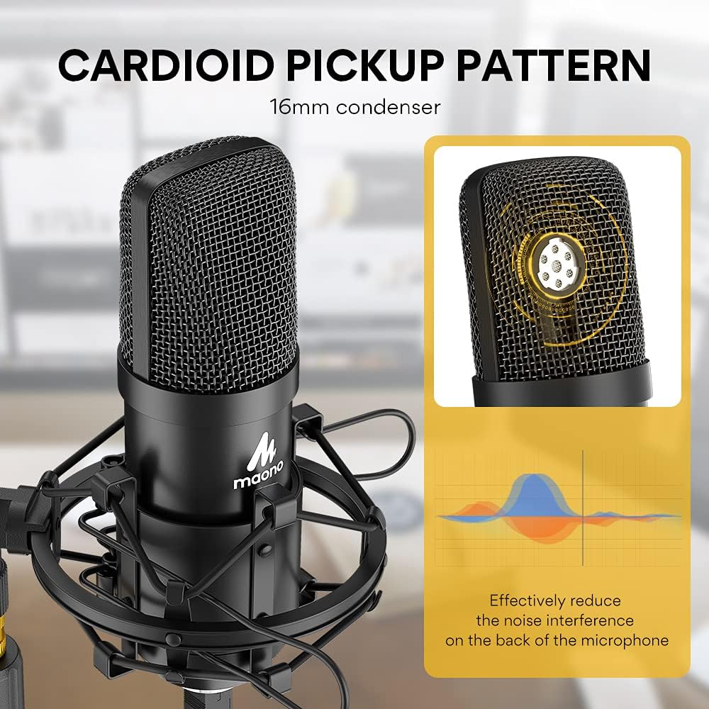 USB Condenser Microphone Kit 192KHZ/24BIT Cardioid Plug & Play, Pack of 2 C782708