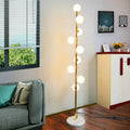 Modern Simplicity Floor Lamp with White Glass Ball Lampshade and Golden Metal Lamp Body E219182
