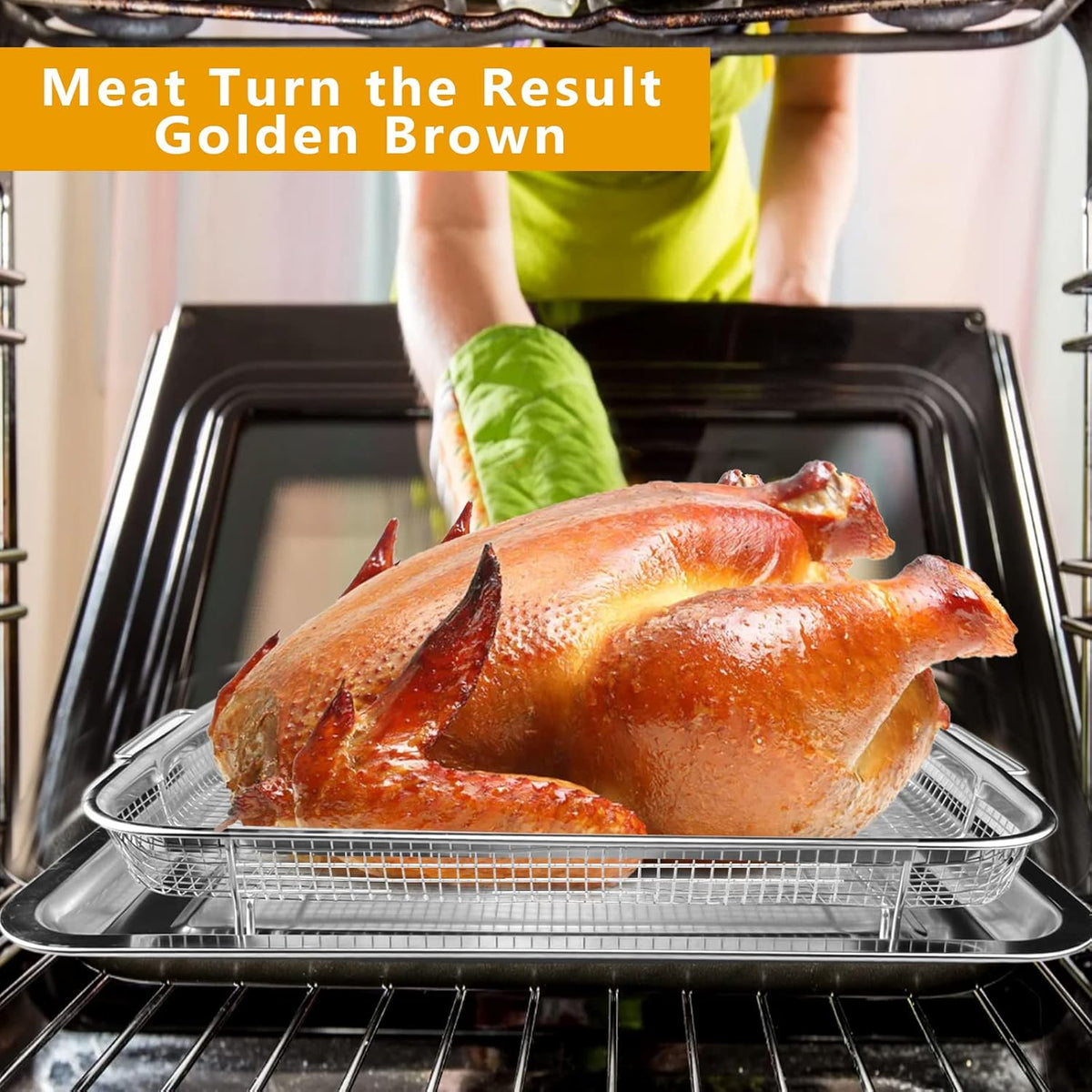2 Pieces Stainless Steel Air Fryer Baking Pans Y287356