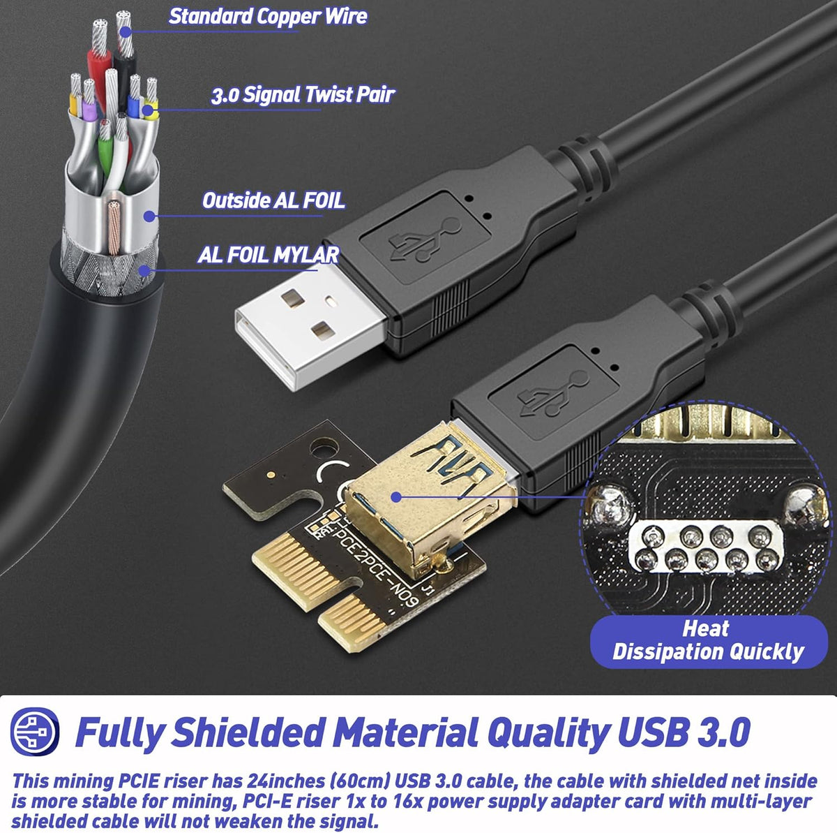 PCIE Riser Express Cable 1X to 16X 6 Pack G623146