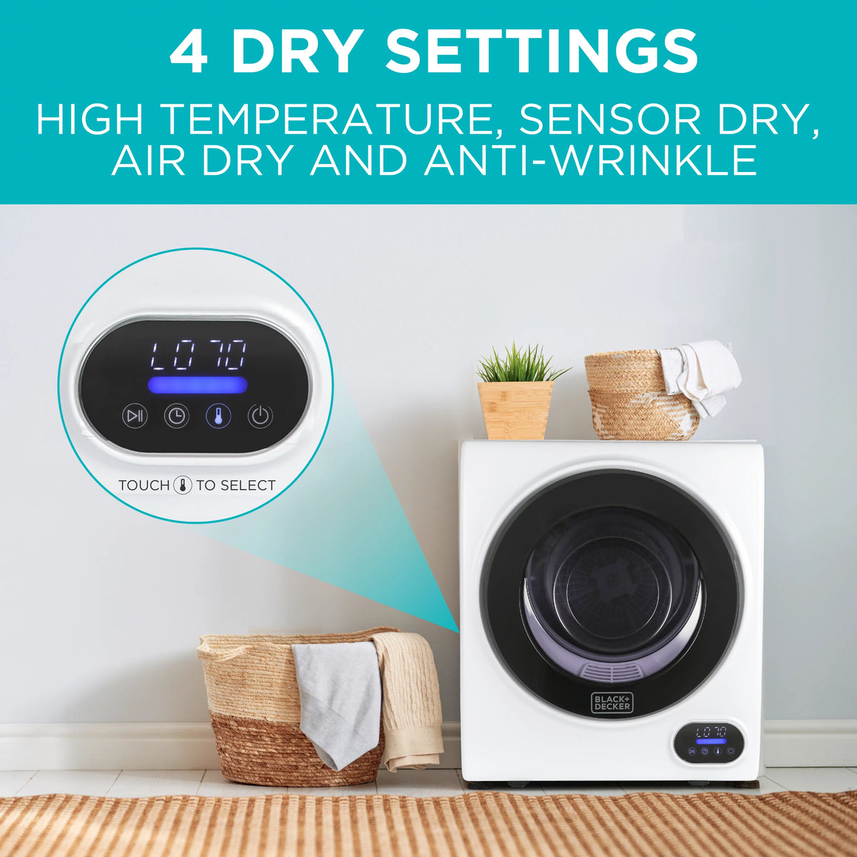 Compact 1.5 Cu. Ft. Electric Vented Portable Dryer with Stainless Steel Drum P5269