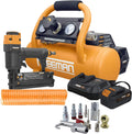 Cordless Air Compressor 1 Gallon 20 Volt with 3-in-1 Pneumatic Finish Nailer and Stapler S484