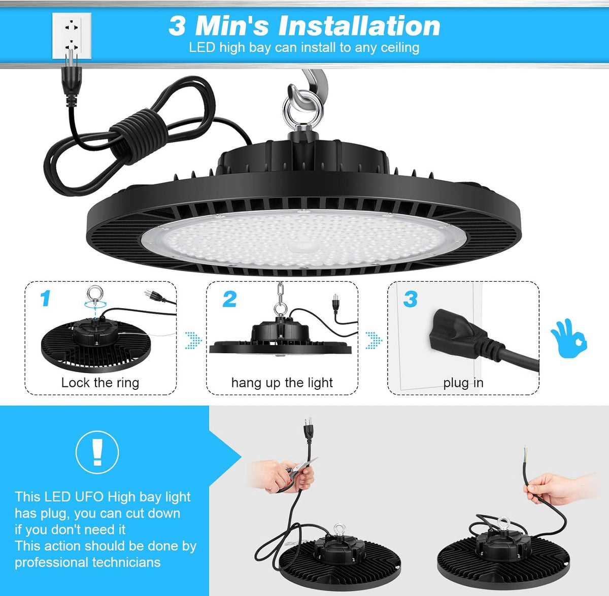 200W UFO LED High Bay Light Fixture, 28000LM, 5000K N158