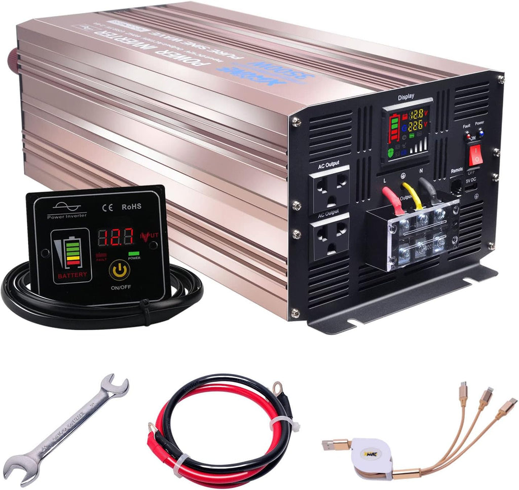 5000 Watts Pure Sine Wave Power Inverter 24V to 110V with Remote Control and LED Display F18398