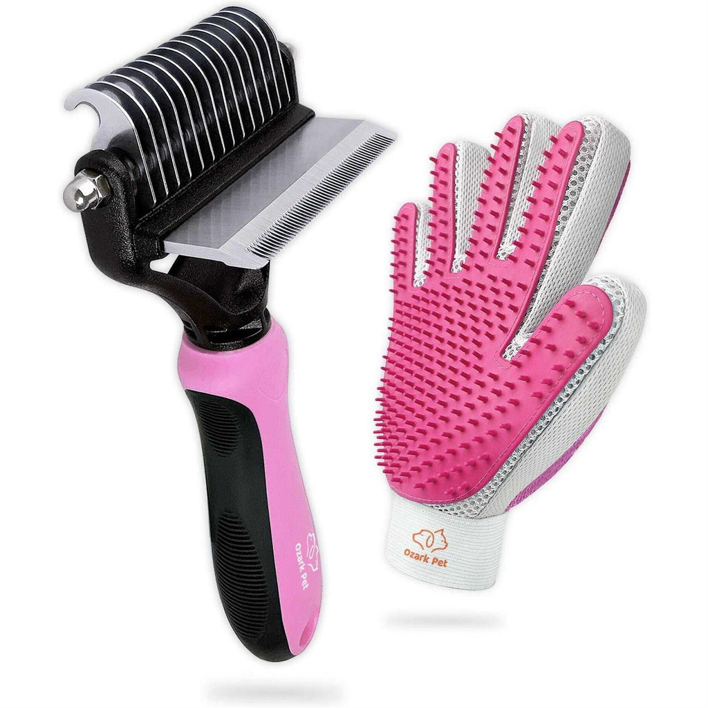 Dog and Cat Deshedding Brush with Shedding Glove S288819