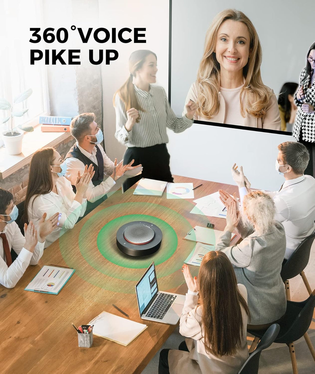 Conference Speaker with 4 Noise-canceling Mics, USB-C Docking Function A67774