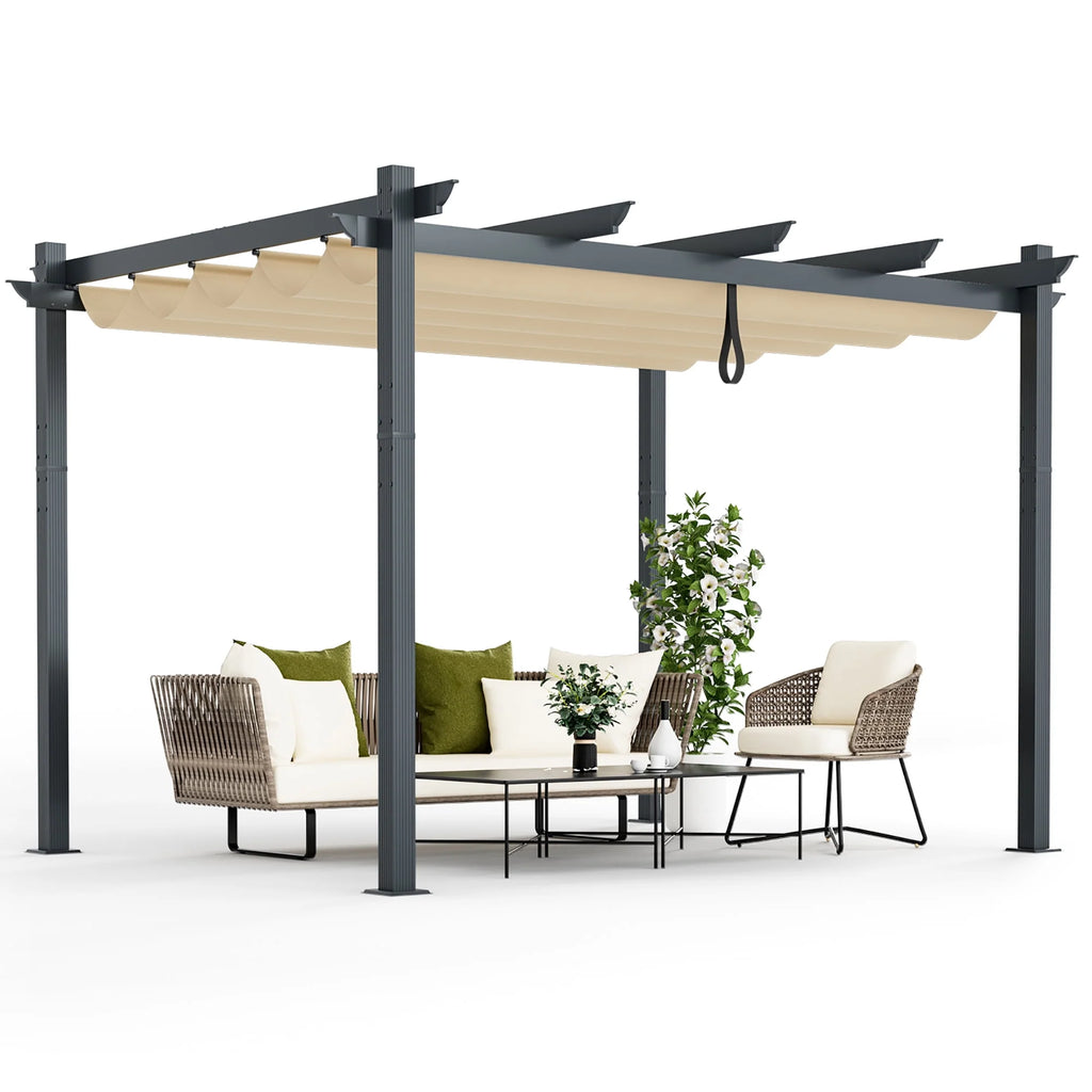 10x12ft Aluminum Retractable Pergola Canopy Shelter V2336