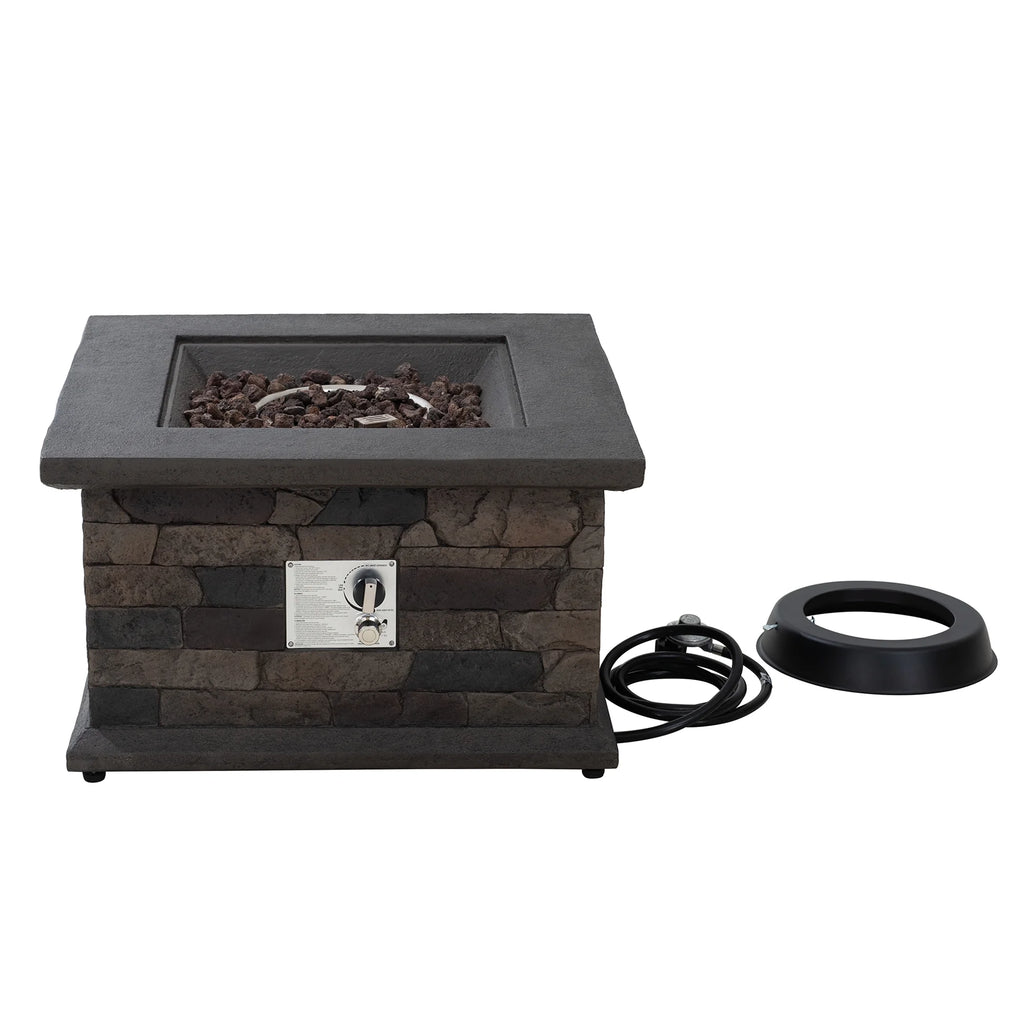 28 in. Smokeless Propane Gas Fire Pit Table with Lava Rocks O3550