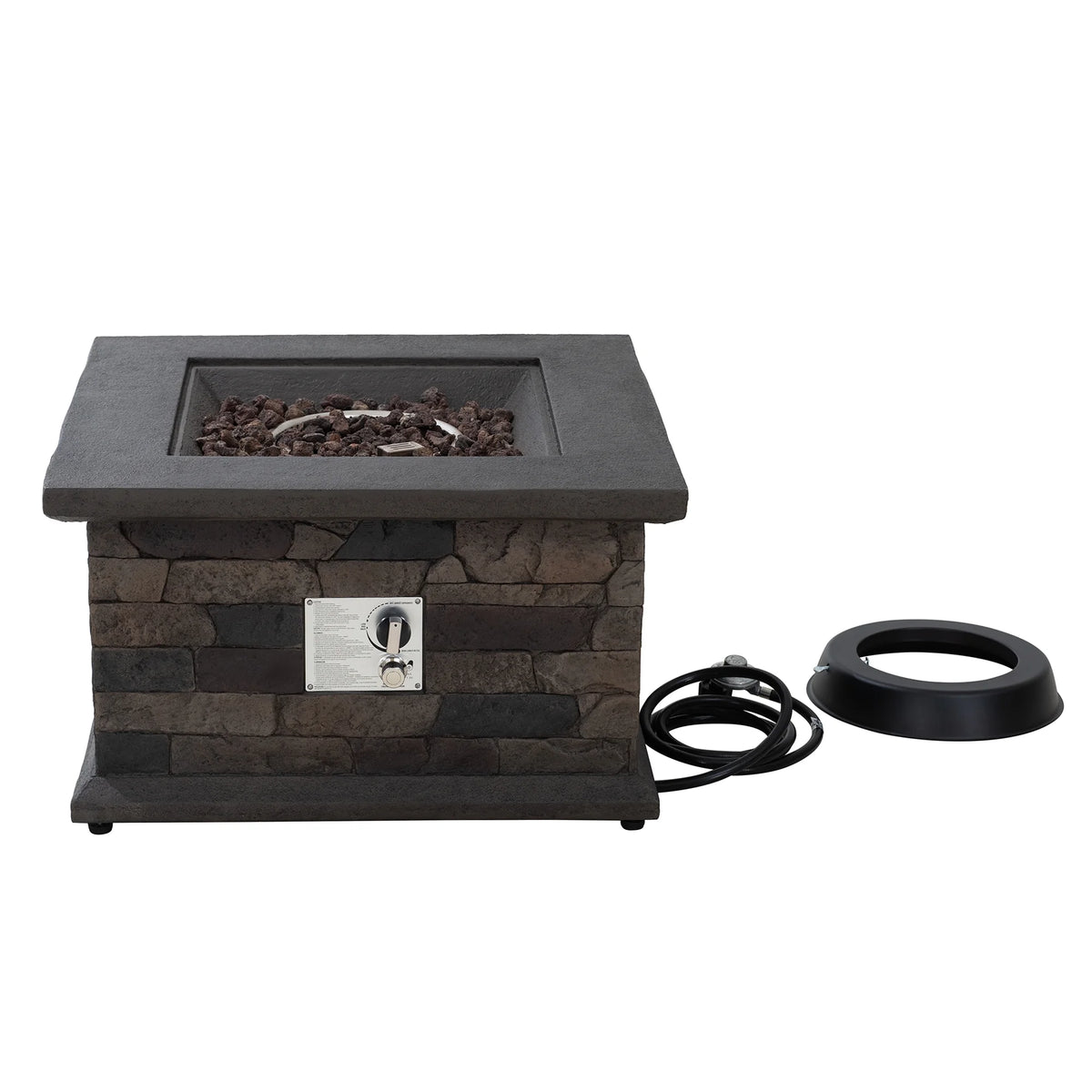 28 in. Smokeless Propane Gas Fire Pit Table with Lava Rocks O3550