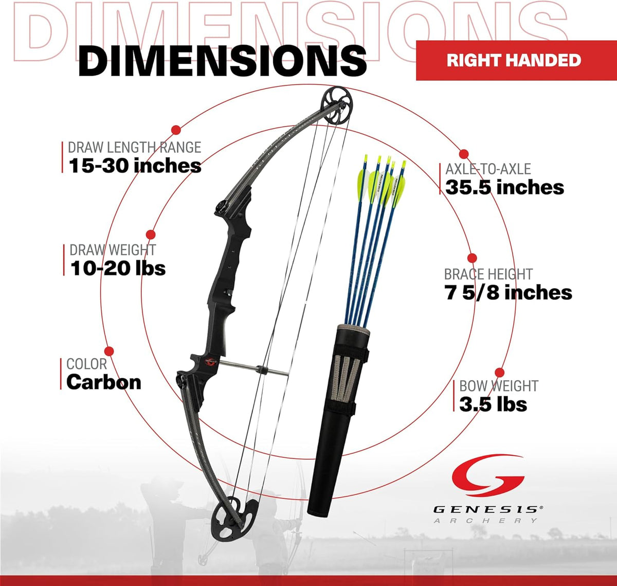 Lightweight Right Handed Compound Bow with Adjustable Draw Weight and Draw Length T2313