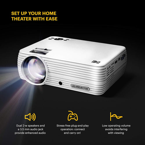 1080p HD Compact Home Projector with Tripod and Case Q498309