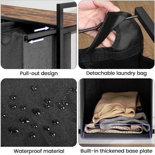 3 Pull Out Removable Laundry Sorter Bags Rolling Laundry Hamper with Wheels M981747