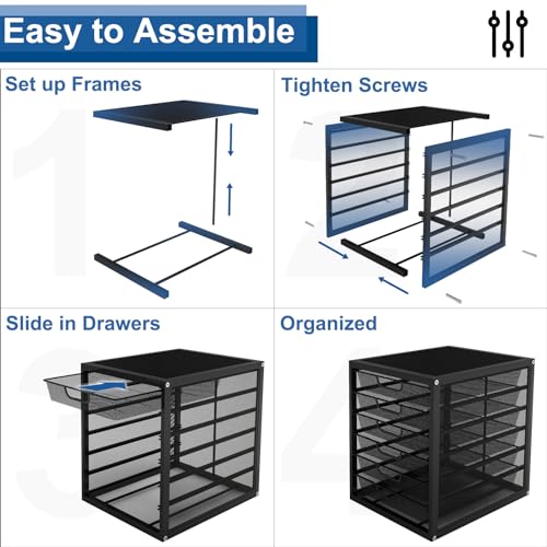 Black Mesh Desk Organizer with 4 Tier Sliding Drawers G59981
