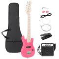 30 Inch Solid Wood Body Black Electric Guitar Starter Kit with 5W Amplifier K47786