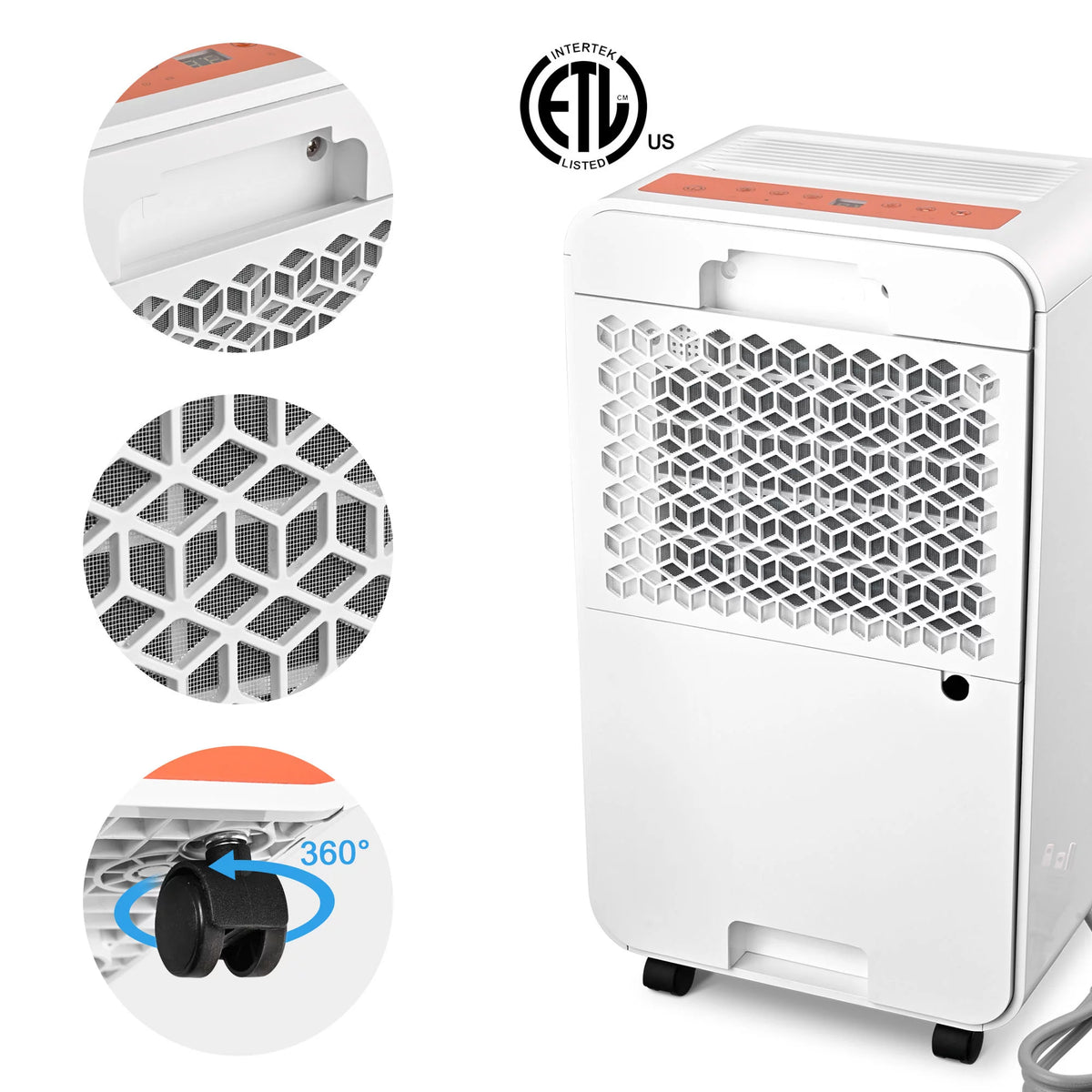 24 Pint Portable Dehumidifier with Drain Hose U424