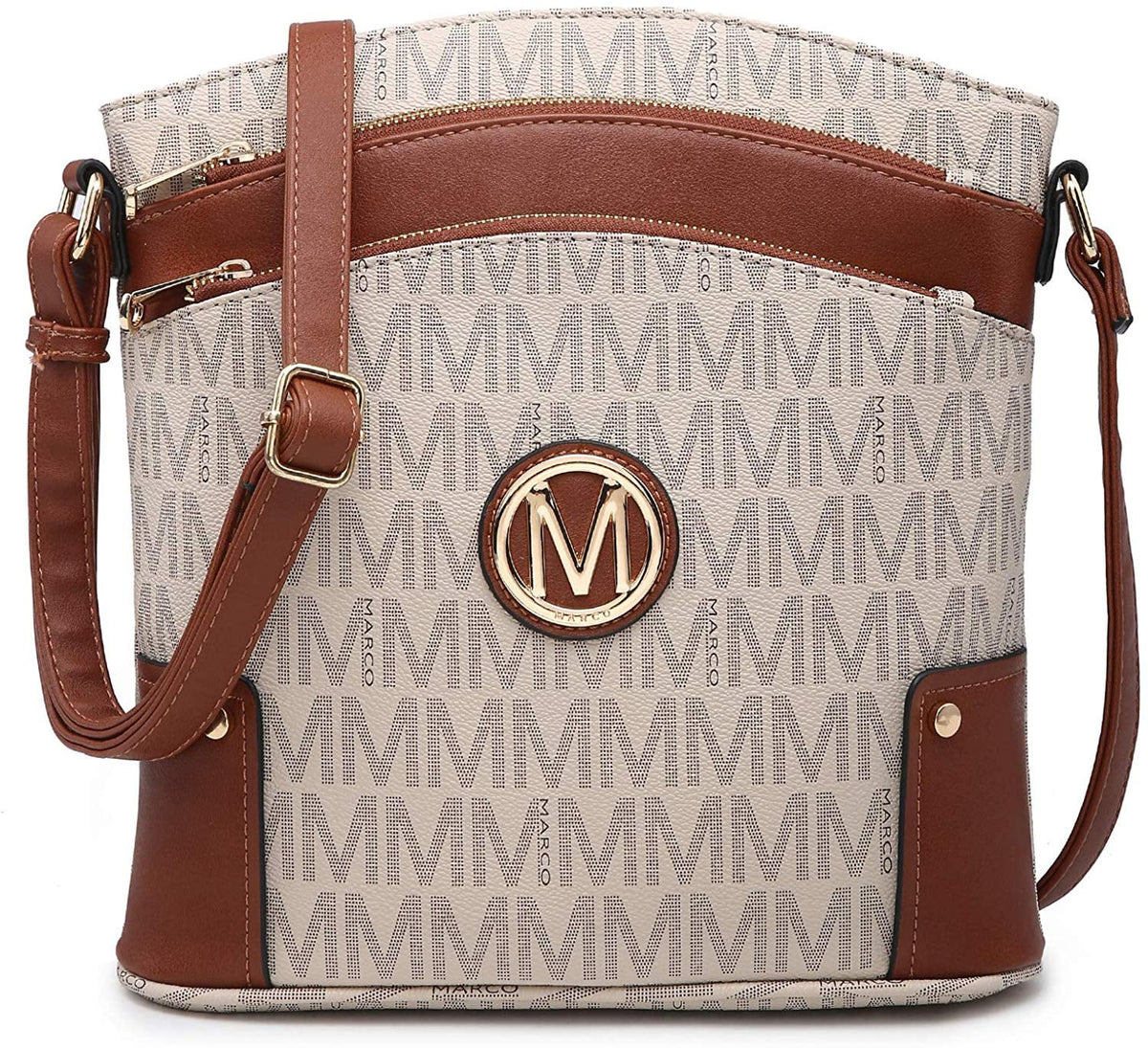 Large Triple Zip Pocket Crossbody Bag V83524