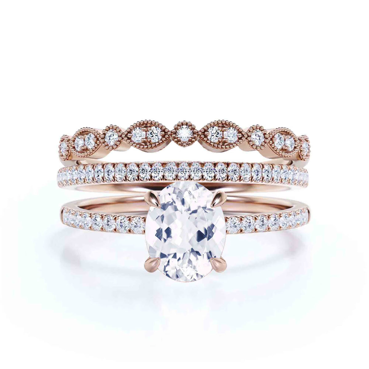 2.50 Carat Oval Diamond Moissanite Engagement Ring in 925 Sterling Silver With 18k Rose Gold Plating C17959