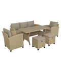 Brown 6 Person Seating Group Dining Set with Cushions F2081