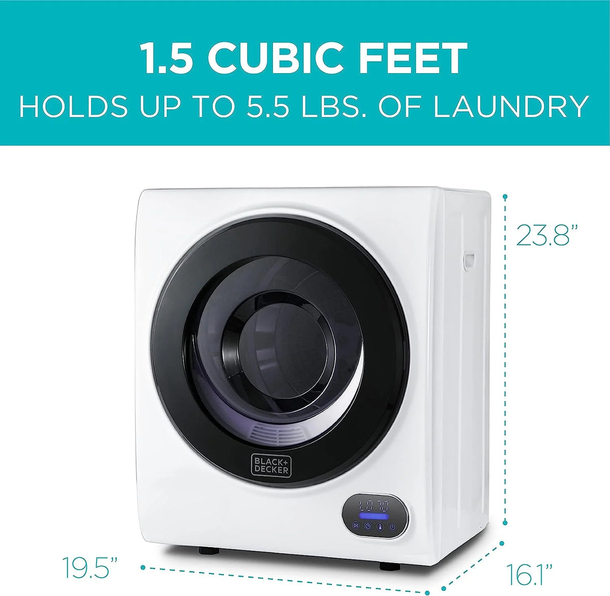 Compact 1.5 Cu. Ft. Electric Vented Portable Dryer with Stainless Steel Drum P5269
