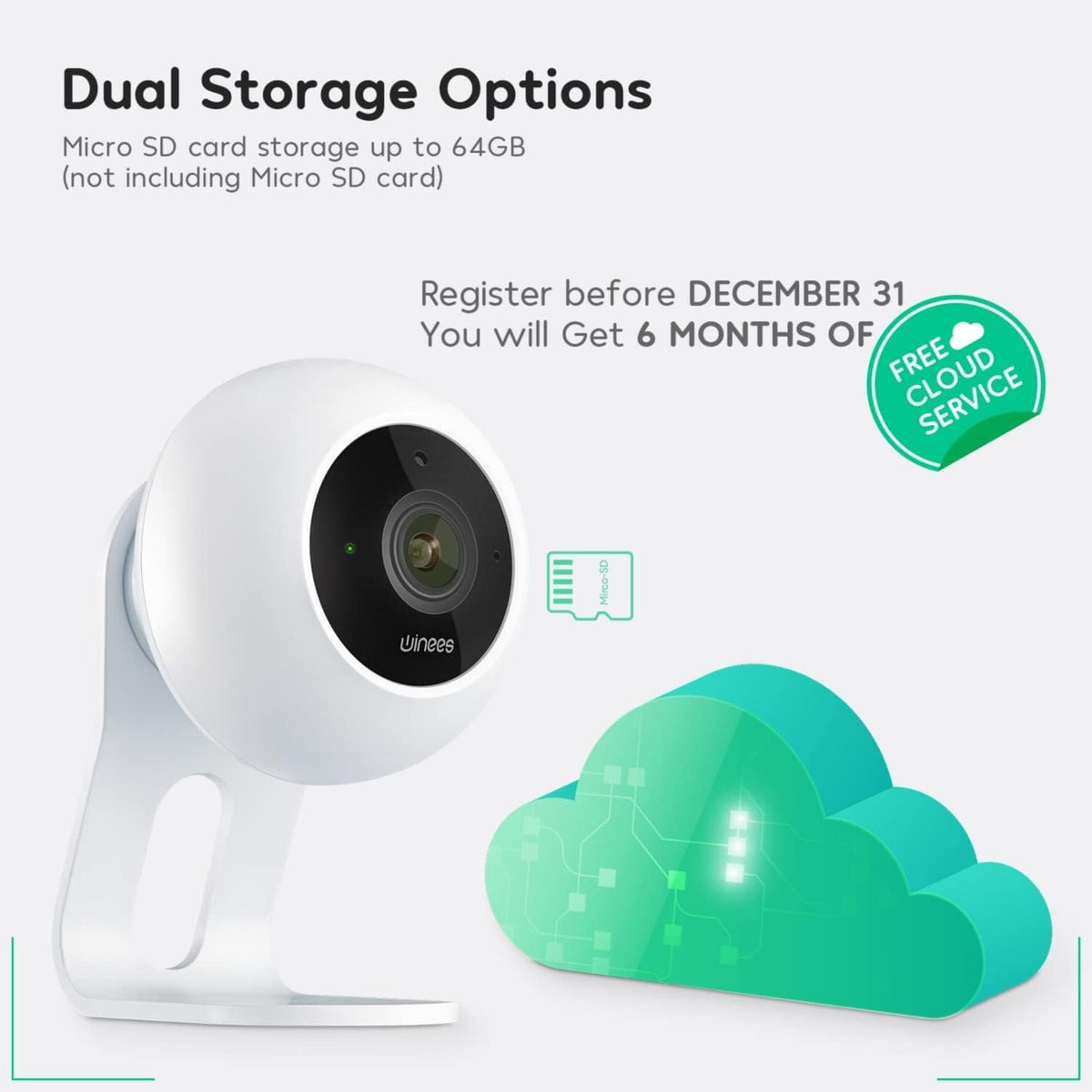 Indoor Security Camera Baby Monitor Wi-Fi Smart Home Camera 1080P HD Motion Detection 2-Way Audio Night Vision Pack of 2 I18188