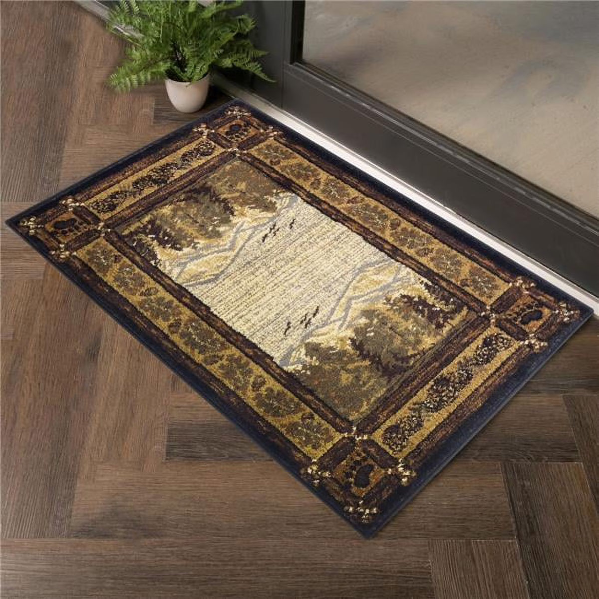 Black Rectangle Rug A8573
