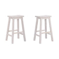 White Solid Wood Saddle Bar Stool, Set of 2 H377433