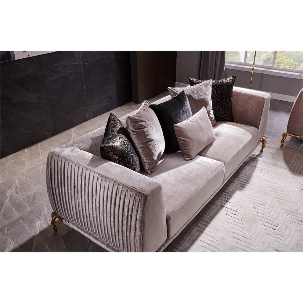 Ivory and Black Upholstered 3 PC Sofa Set S431