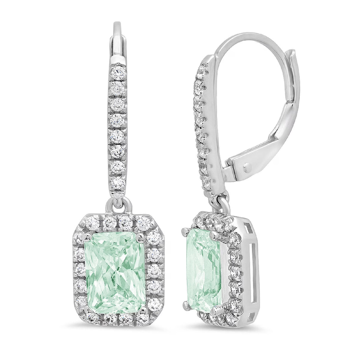 18K White Gold Blue Moissanite Dangle Earrings G88297