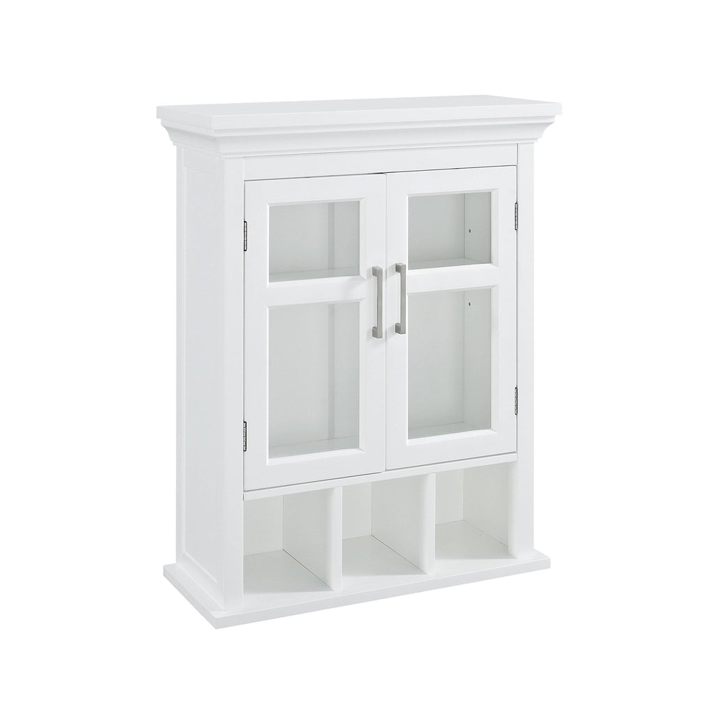 White Two Door Wall Cabinet with Cubbies A976008