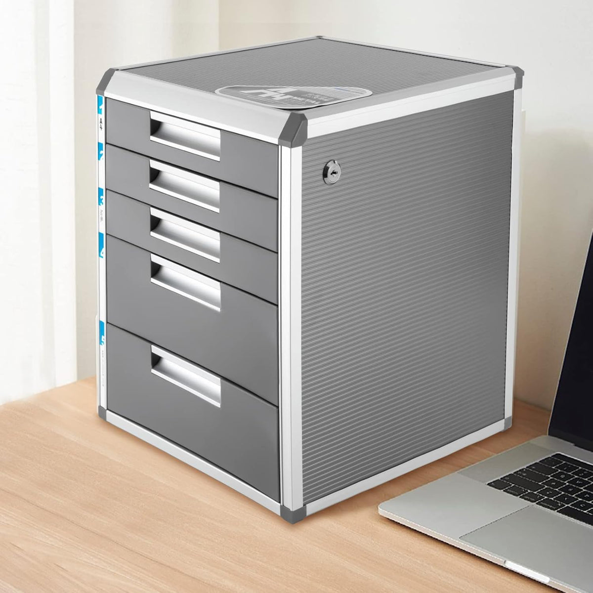 Grey 5 Layers Desktop Drawer Organizer with Lock L3137