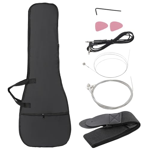 30 Inch Solid Wood Body Black Electric Guitar Starter Kit with 5W Amplifier K47786