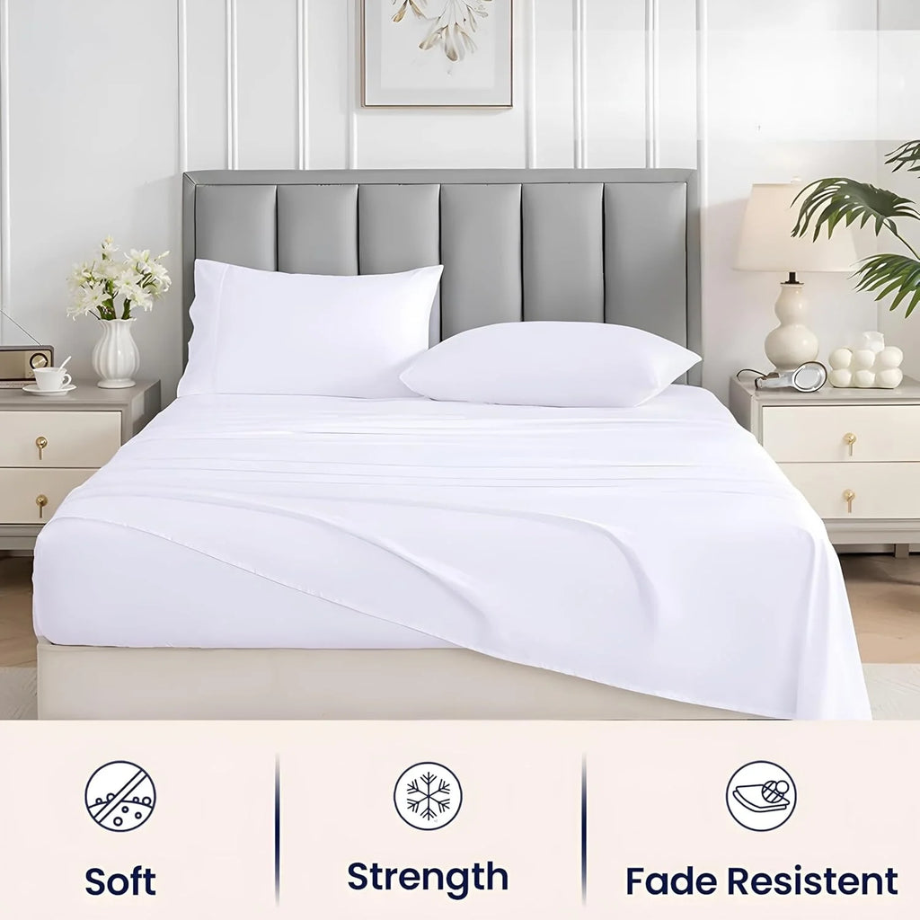 White 4-Piece Queen Egyptian Cotton Sheet Set S247