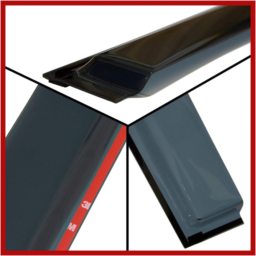 Smoke Tinted Tape-On Side Window Vent Visor Deflectors Rain Guards Pack of 2 C8932