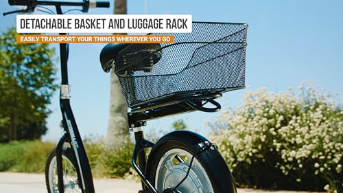 Electric Scooter with Padded Seat, Bamboo Deck, 16" Air-Filled Tires, 500w Motor, Rear-Wheel Drive O8573