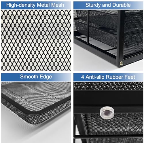Black Mesh Desk Organizer with 4 Tier Sliding Drawers G59981