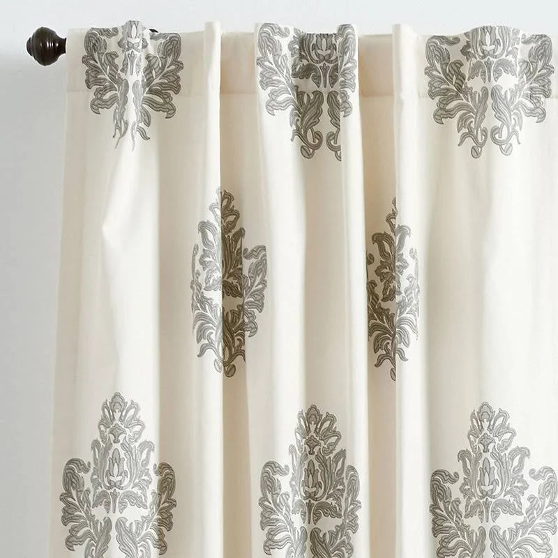 Printed Damask Drapery Panel Gray 96x22 D47440