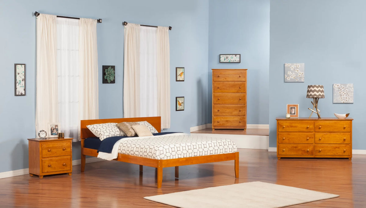 16" Caramel Solid Wood Platform Bed U9597