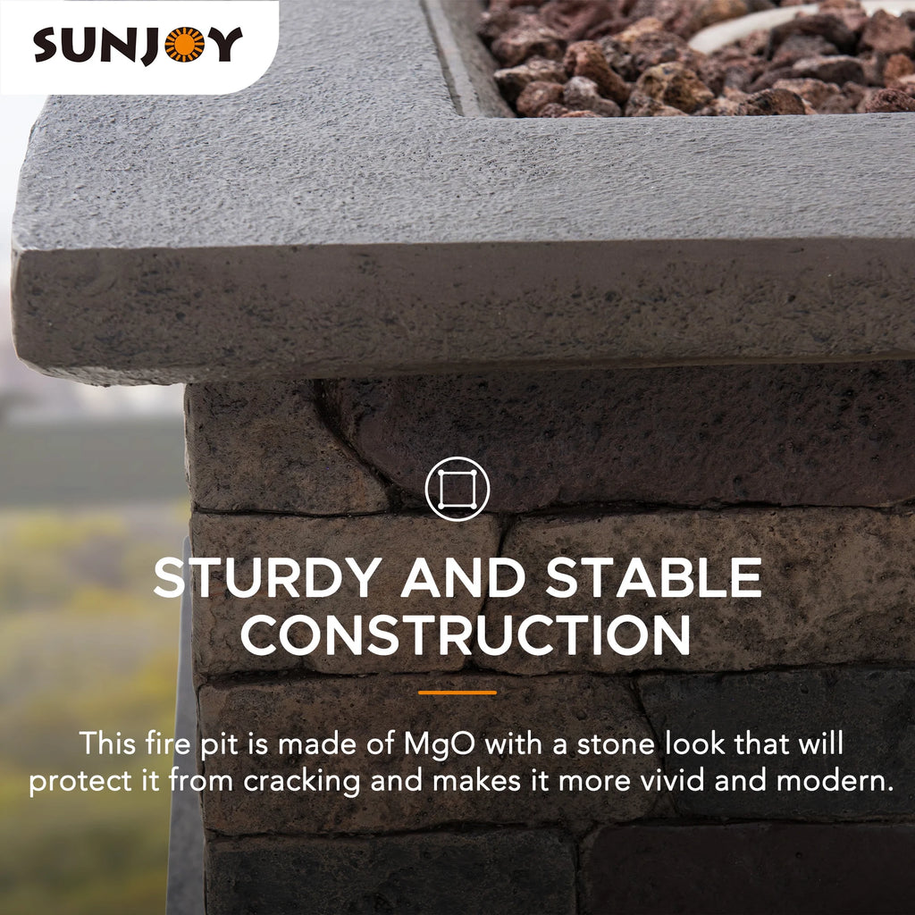28 in. Smokeless Propane Gas Fire Pit Table with Lava Rocks O3550