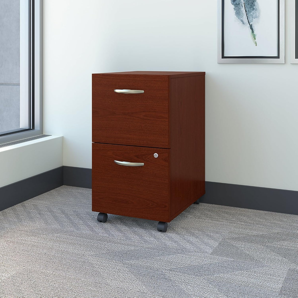 2 Drawer Mobile File Cabinet in Mahogany S4044