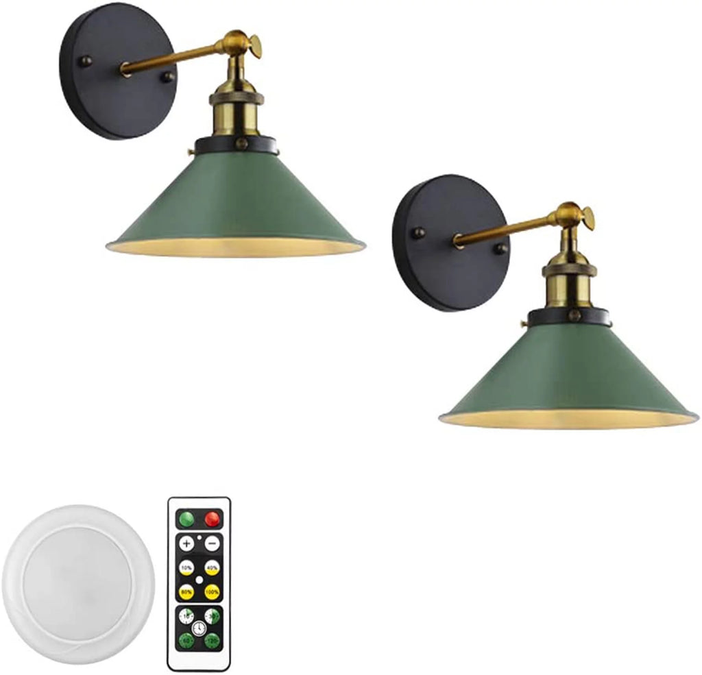 Dark Green 2-Lights Battery Wall Sconce Light Fixture R557