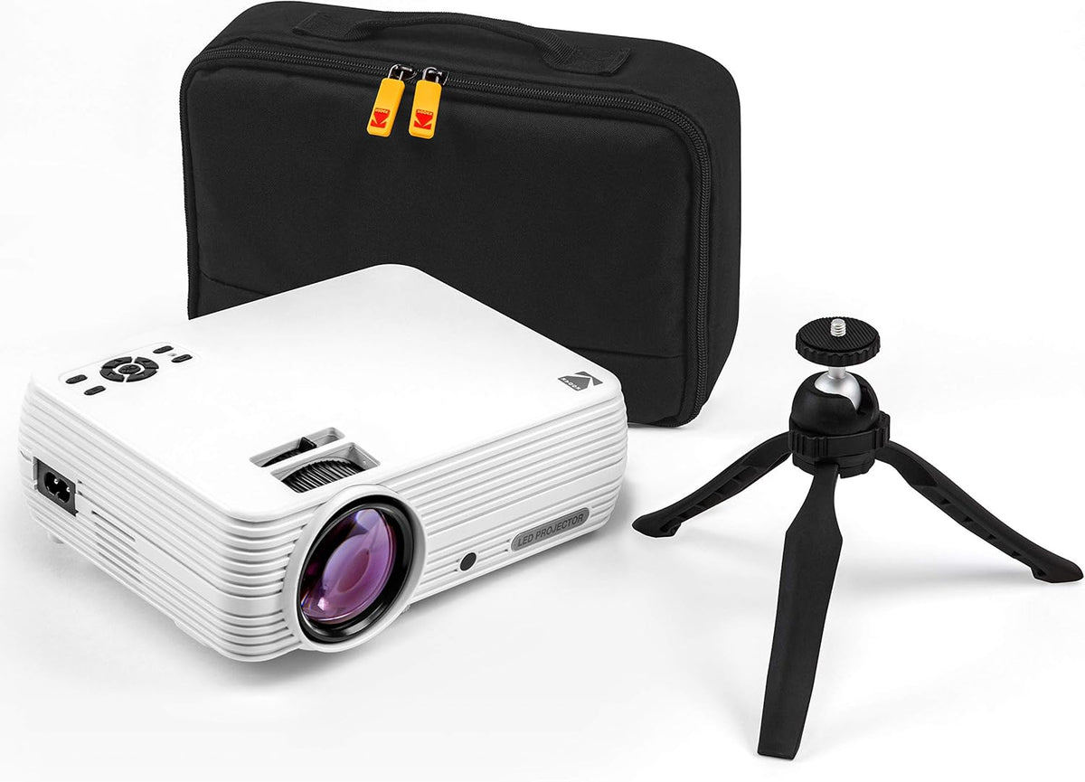 1080p HD Compact Home Projector with Tripod and Case Q498309