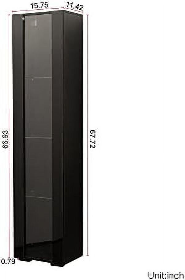 4-Tier Wooden Bookshelf Bookcase with Adjustable Shelves and LED Light U194