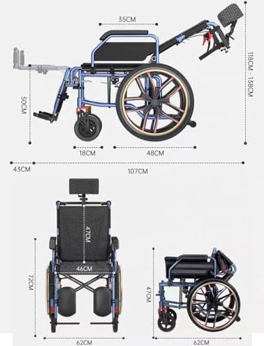 Reclining High Back Manual Wheelchair with Adjustable Leg Rest and Reversible Foot Pedal X2768