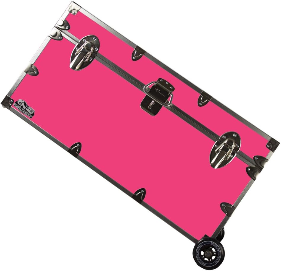 Large 32 x 18 x 16.5 Inches Lockable Footlocker with Wheels X9610