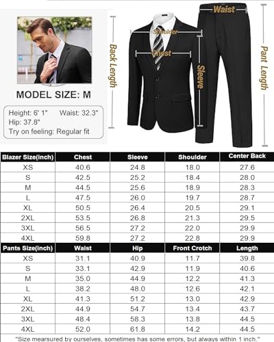 Men's 2 Piece Suits Classic Fit 2 Button Dress Suits Tuxedo Jacket Blazer V675