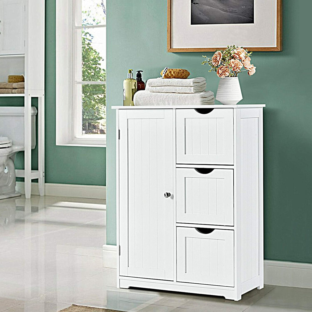 White Freestanding Bathroom Cabinet with 3 Drawer V6143