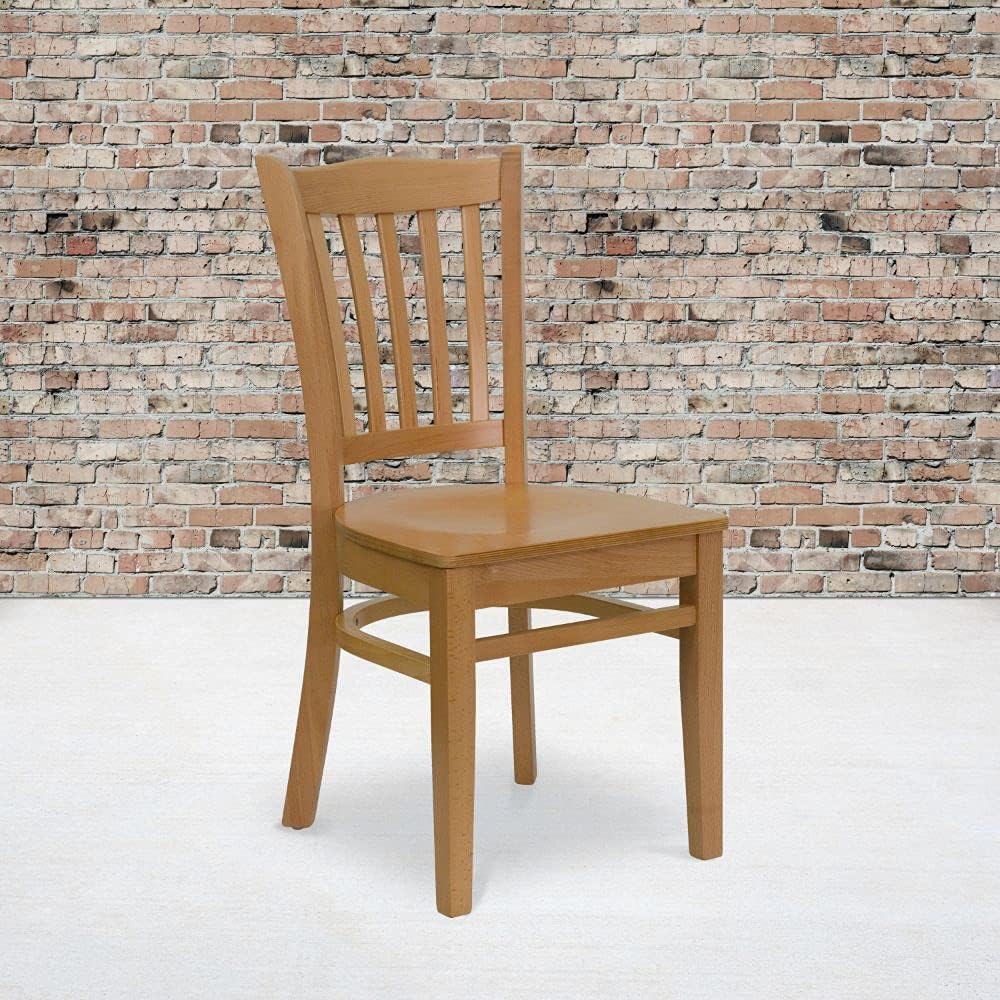 Vertical Slat Back Mahogany Wood Restaurant Chair X43630