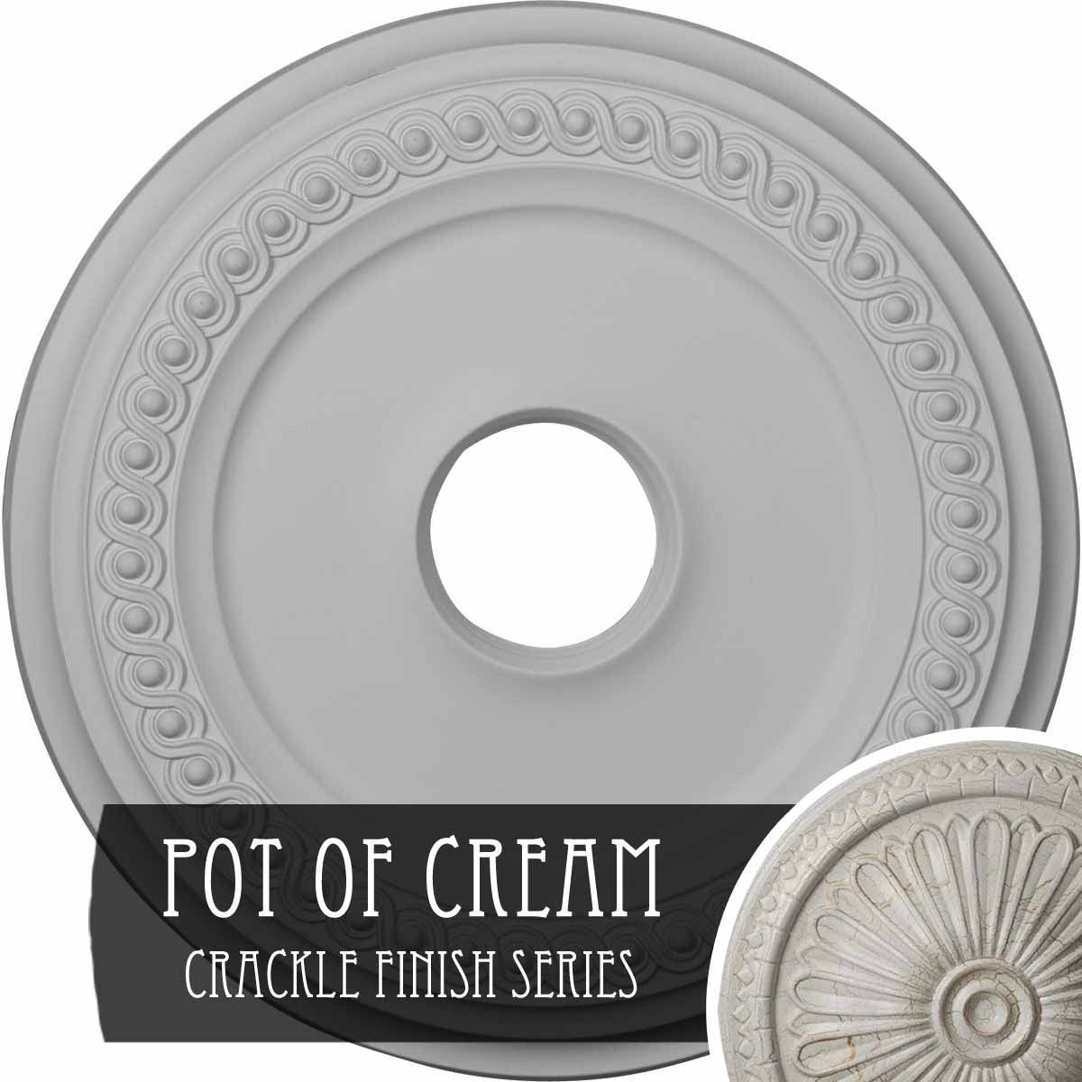 Classic Ceiling Medallion Hand-Painted Pot of Cream Crackle O129