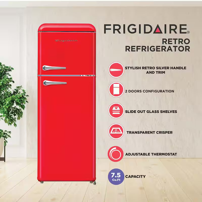 7.5 cu. ft. Red Retro Mini Fridge with Top Freezer N595956