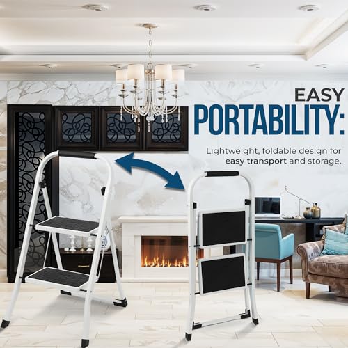 2 Step Ergonomic Foldable Step Stool 350 LBS Capacity J6011